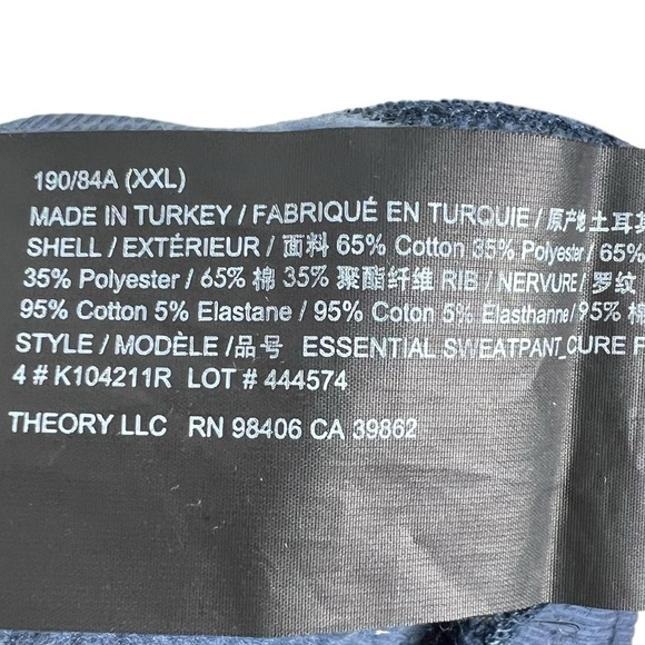 THEORY Men's Navy Blue Pull-on Elastic Drawstring Jogger Style Loungewear Pants - Picture 7 of 8